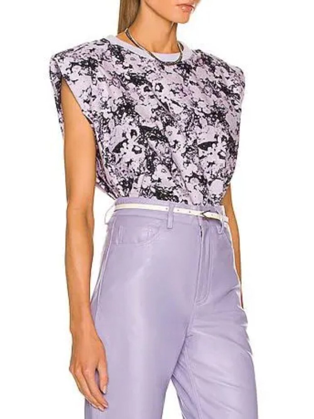 REMAIN Birger Christensen Christie Lilac Print Oversized Sleeveless Top Scandi